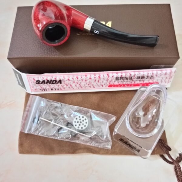 Pipa Cangklong Pemula Import Ori Sanda SD 725 - Besi Resin Corak Kayu - Gambar 2