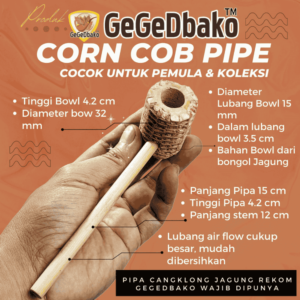 Pipa Cangklong Jagung Corn Cob Untuk Pemula & Koleksi Stem Bambu PD007