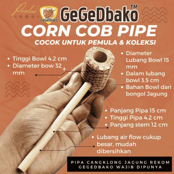 Pipa Cangklong Jagung Corn Cob Untuk Pemula & Koleksi Stem Bambu PD007