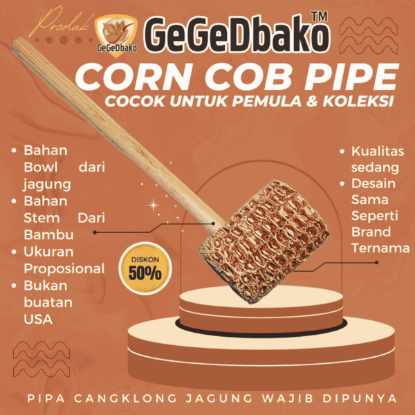 Pipa Cangklong Jagung Corn Cob Untuk Pemula & Koleksi Stem Bambu PD007 - Gambar 5