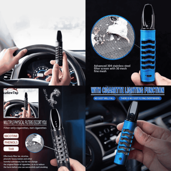 GegeDbako - P-Lighter Pipa Asbak Portable Enclosed + USB Lighter Anti Ash - Merah - Gambar 2