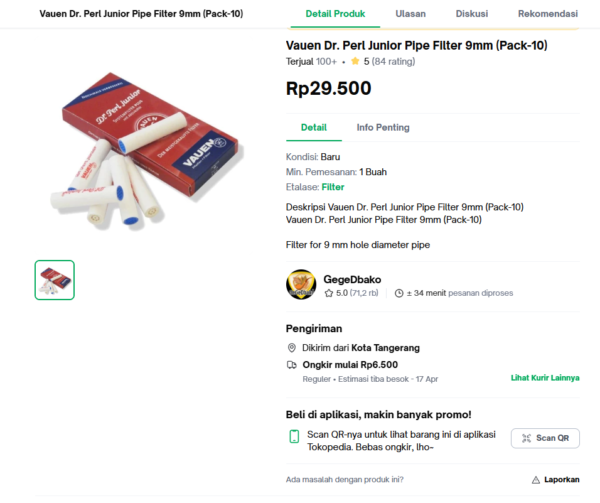 Filter Pipa Cangklong - Vauen Dr. Perl Junior Pipe Filter 9mm (Pack-10) - Gambar 5